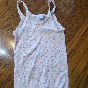 Vintage Girls Tank Top Medium 4-5 Pink Floral Sleeveless Cotton Blend Cute Under